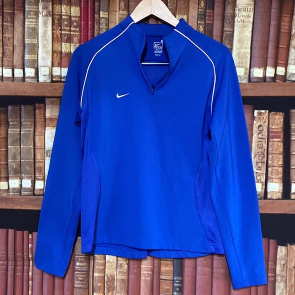 Nike Dri-FIT 1/4 Zip Pullover Long Sleeve Blue Athletic Top Size S (4-6)